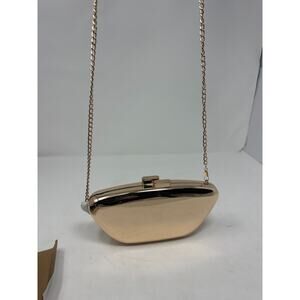 Nina Mirror Metallic Minaudier in Gold